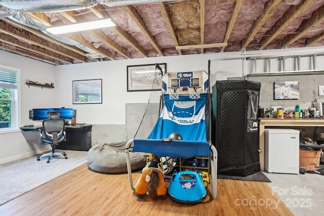 16427 Cozy Cove Rd, Charlotte, NC 28278 - basement with an office area and wood finished floors
