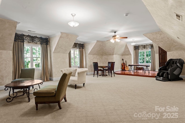 3314 Leamington Ln, Charlotte, NC 28226 - sitting room with carpet floors, a ceiling fan, and baseboards