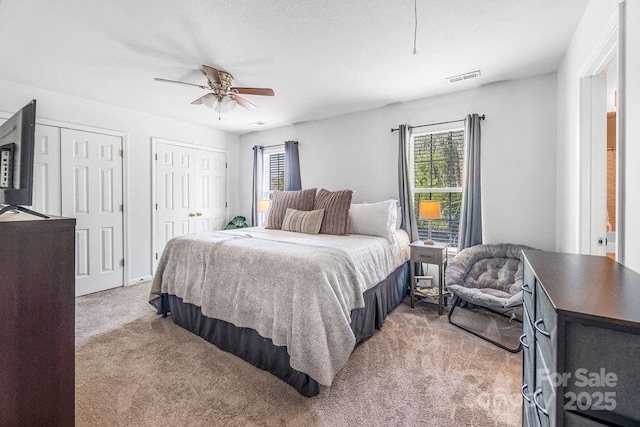41 Lanceford Cir, Fletcher, NC 28732 - bedroom with light carpet, two closets, and a ceiling fan