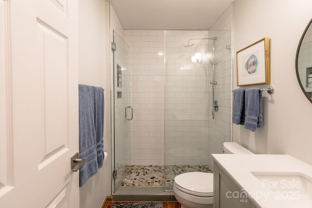 220 Stoney Falls Loop Unit C/2, Burnsville, NC 28714 - bathroom featuring vanity, a stall shower, and toilet