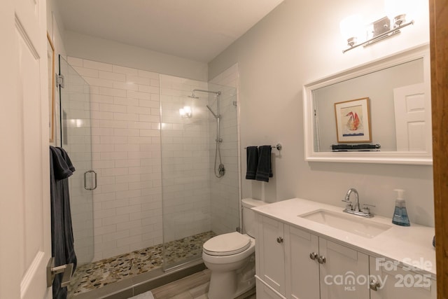 220 Stoney Falls Loop Unit C/2, Burnsville, NC 28714 - bathroom with toilet, a shower stall, and vanity