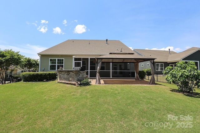 309 Kentmere Ln, Clover, SC 29710 - rear view of house featuring fence, a gazebo, a yard, and a patio area