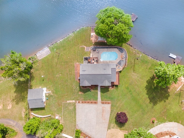 bird's eye view featuring a water view