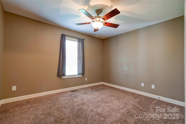 110 Carol Lyn Dr, Kings Mountain, NC 28086 - carpeted spare room with baseboards, a ceiling fan, and visible vents