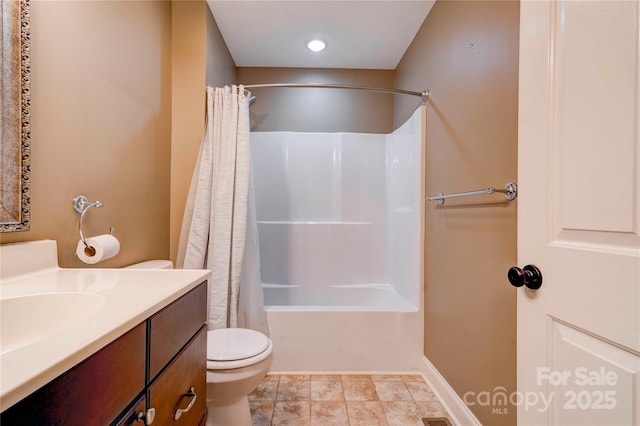 110 Carol Lyn Dr, Kings Mountain, NC 28086 - full bathroom featuring vanity, toilet, and shower / tub combo with curtain