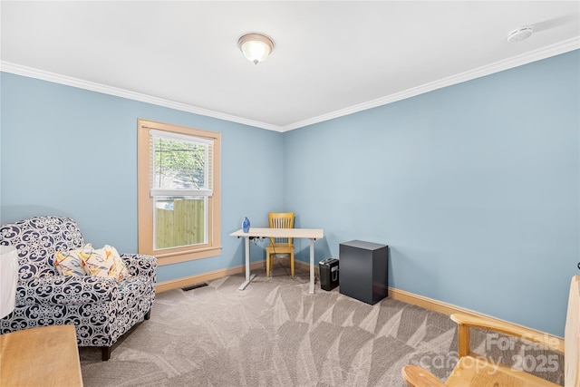 1104 Venus St, Kannapolis, NC 28083 - sitting room featuring crown molding, baseboards, and carpet flooring