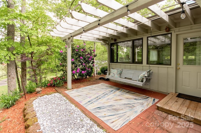 exterior space featuring a pergola