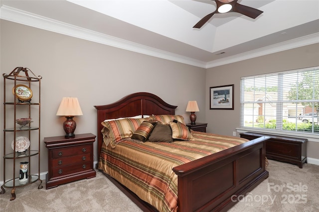 2114 N Castle Ct, Matthews, NC 28105 - bedroom featuring baseboards, ornamental molding, visible vents, and light colored carpet