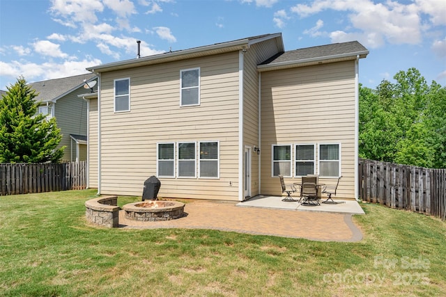 15807 Foreleigh Rd, Huntersville, NC 28078 - back of property with an outdoor fire pit and a patio area