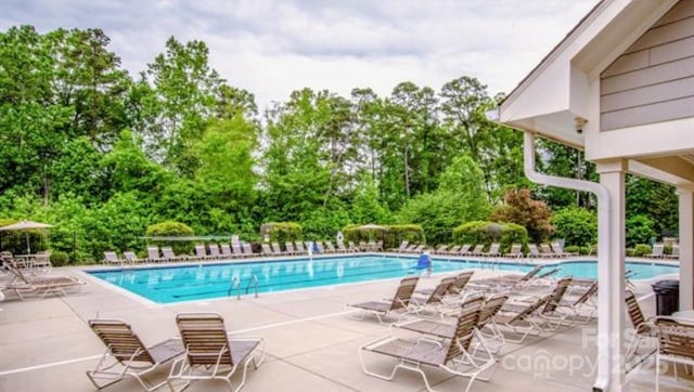 15807 Foreleigh Rd, Huntersville, NC 28078 - community pool with a patio and view of wooded area