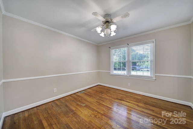 1723 Baskins Hill Rd, Heath Springs, SC 29058 - empty room featuring baseboards, ceiling fan, ornamental molding, and wood finished floors