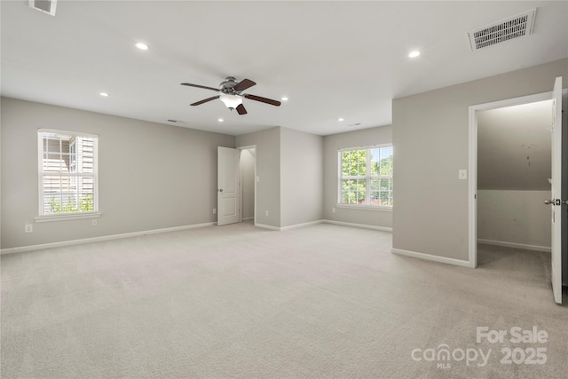 14625 Lyon Hill Ln, Huntersville, NC 28078 - unfurnished bedroom with baseboards, light colored carpet, recessed lighting, and visible vents