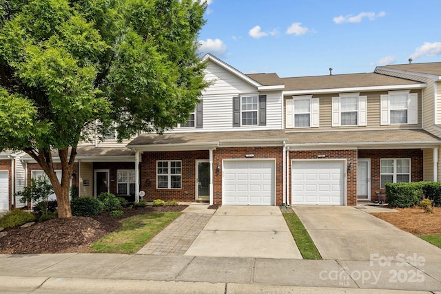 104 Clydesdale Ct, Matthews, NC 28104 - townhome / multi-family property featuring driveway, brick siding, an attached garage, and a shingled roof
