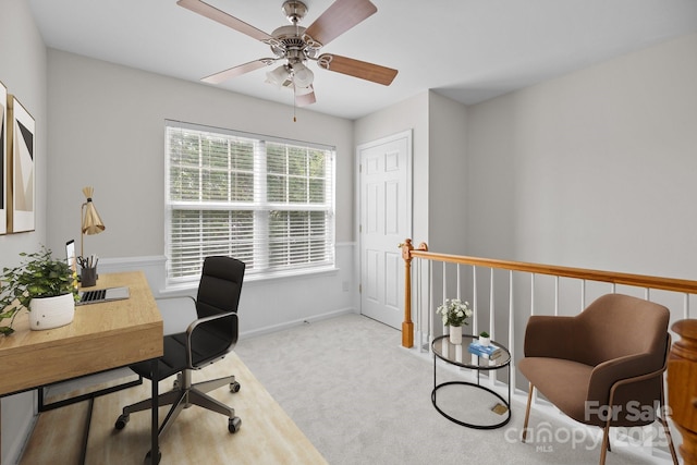 104 Clydesdale Ct, Matthews, NC 28104 - carpeted home office featuring a ceiling fan