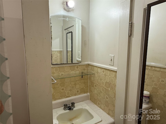 633 Ridge Rd, Marion, NC 28752 - half bathroom with wainscoting and a sink