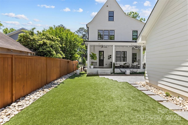 2509 Bay St, Charlotte, NC 28205 - rear view of property featuring a ceiling fan