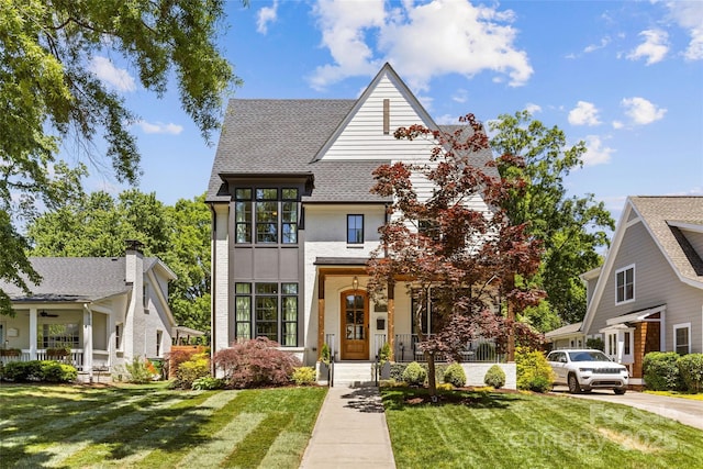 2509 Bay St, Charlotte, NC 28205 - view of front of home with a front yard, a porch, and roof with shingles