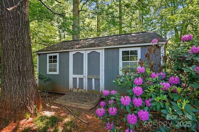 view of shed