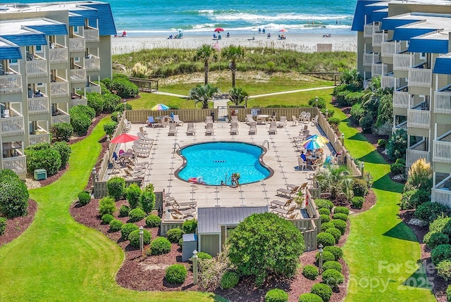 9660 Shore Dr Unit 208, Myrtle Beach, SC 29572 - aerial view featuring a view of the beach and a water view