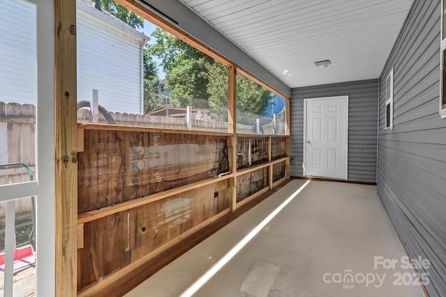 view of unfurnished sunroom