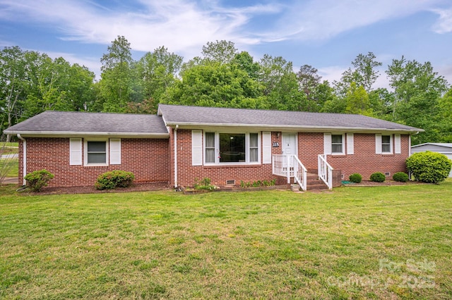 115 Patterson Rd, Kings Mountain, NC 28086 - single story home with brick siding, a front yard, and crawl space