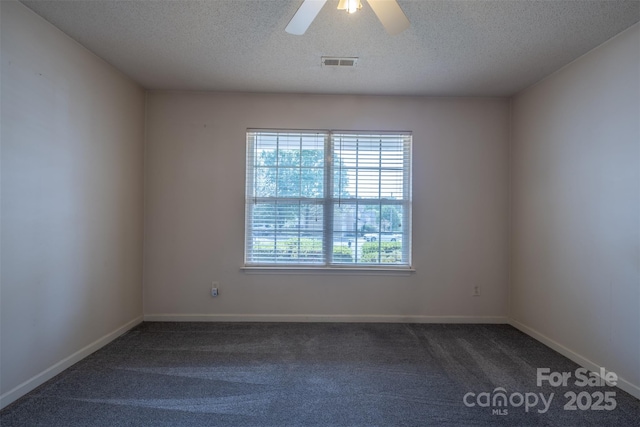 6808 Squirrels Foot Ct, Charlotte, NC 28217 - empty room featuring a textured ceiling, visible vents, and dark carpet