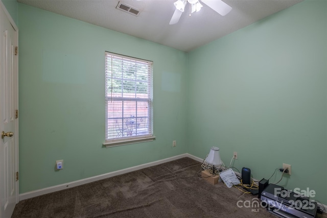 6808 Squirrels Foot Ct, Charlotte, NC 28217 - spare room featuring carpet, baseboards, a ceiling fan, and visible vents
