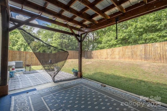 6808 Squirrels Foot Ct, Charlotte, NC 28217 - view of patio featuring a fenced backyard and central AC
