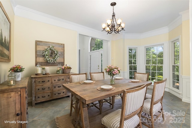 3710 Cheleys Ridge Ln, Charlotte, NC 28270 - dining space with a chandelier and crown molding