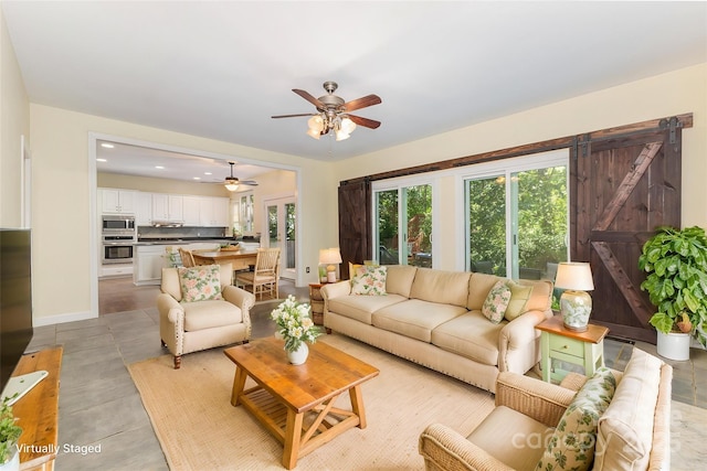 3710 Cheleys Ridge Ln, Charlotte, NC 28270 - living room with ceiling fan, recessed lighting, and baseboards