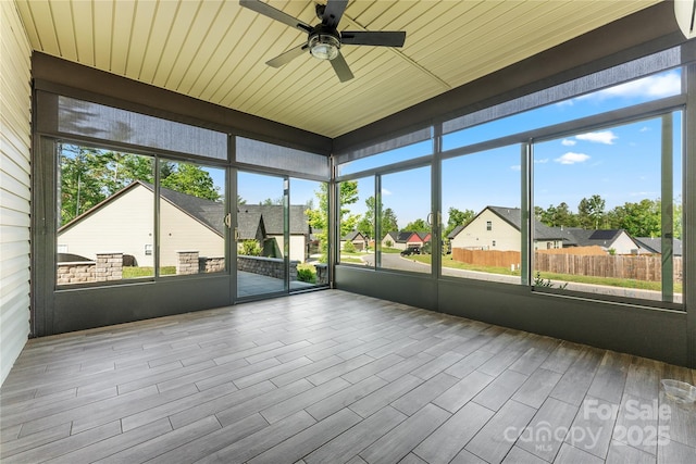 133 Water Leaf Dr, Weaverville, NC 28787 - unfurnished sunroom with ceiling fan and a residential view