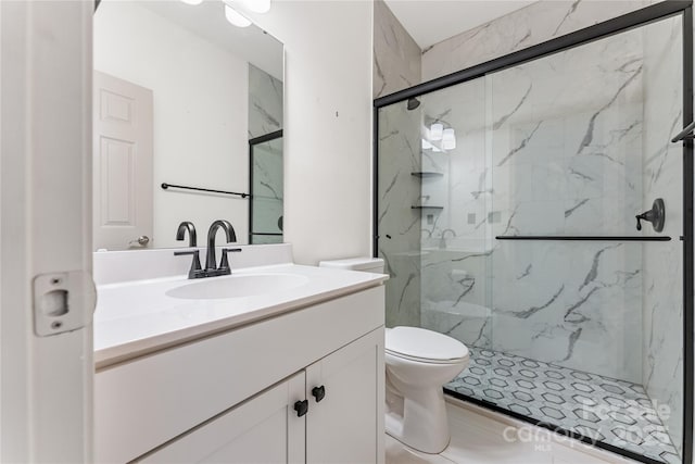 133 Water Leaf Dr, Weaverville, NC 28787 - full bathroom featuring a marble finish shower, toilet, and vanity
