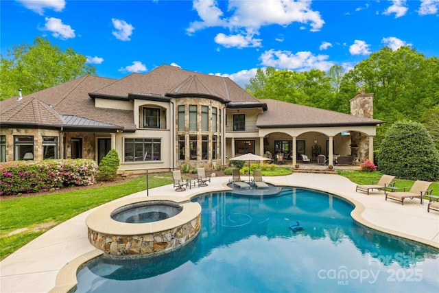8451 Ridgewood Rd, Sherrills Ford, NC 28673 - view of pool with a patio area, a pool with connected hot tub, and a yard