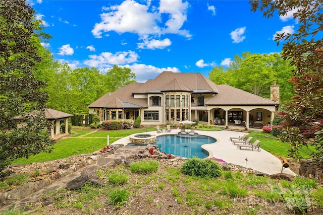 8451 Ridgewood Rd, Sherrills Ford, NC 28673 - view of swimming pool featuring a lawn, a patio, a gazebo, and a pool with connected hot tub
