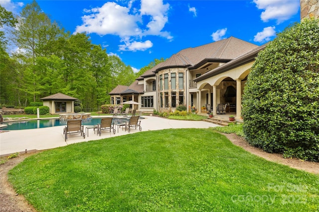 8451 Ridgewood Rd, Sherrills Ford, NC 28673 - rear view of property featuring a yard, a gazebo, an outdoor pool, and a patio area