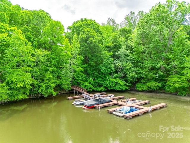 view of dock featuring a water view