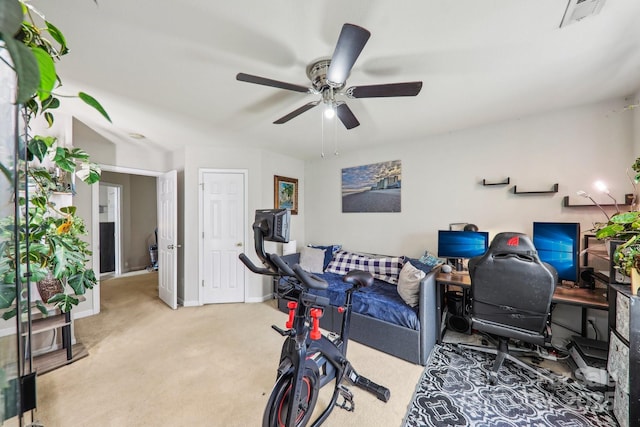 8259 Carob Tree Ln, Charlotte, NC 28215 - office featuring a ceiling fan, light carpet, and baseboards
