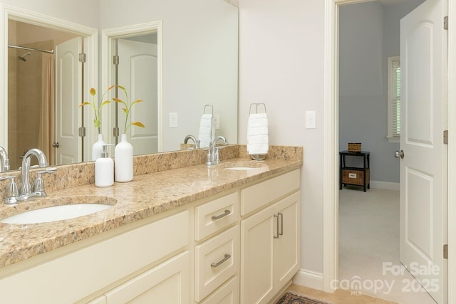 1517 Waverly Ave, Charlotte, NC 28203 - full bath featuring double vanity and baseboards