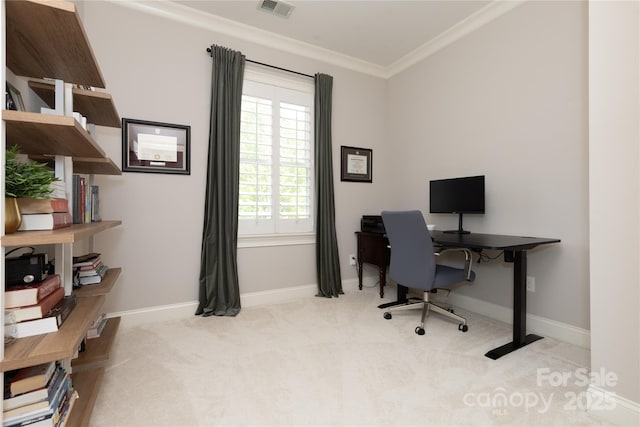 1517 Waverly Ave, Charlotte, NC 28203 - carpeted home office featuring ornamental molding and baseboards