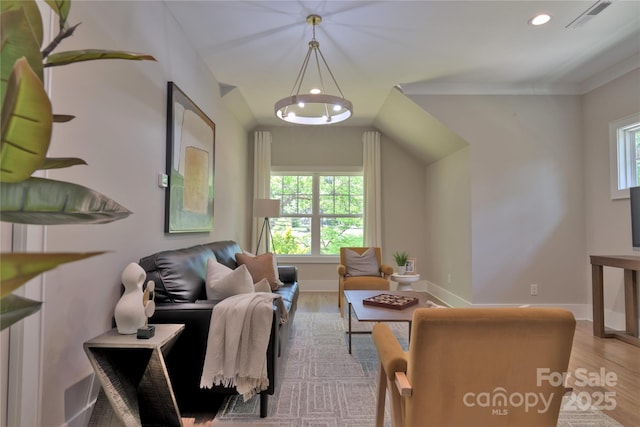 116 S Broad St, Waxhaw, NC 28173 - living area with recessed lighting, baseboards, visible vents, and wood finished floors