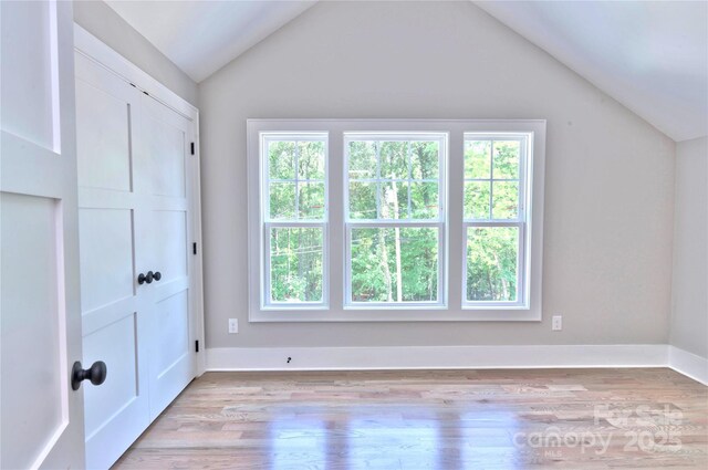 116 S Broad St, Waxhaw, NC 28173 - additional living space with light wood-style floors, baseboards, lofted ceiling, and a wealth of natural light