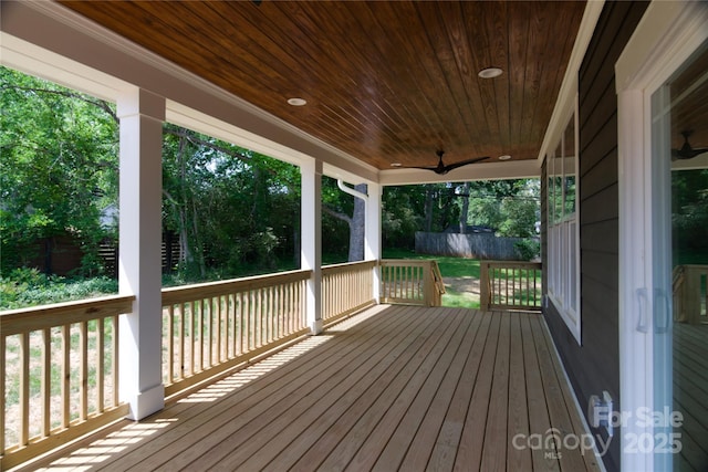 116 S Broad St, Waxhaw, NC 28173 - wooden terrace with fence and ceiling fan