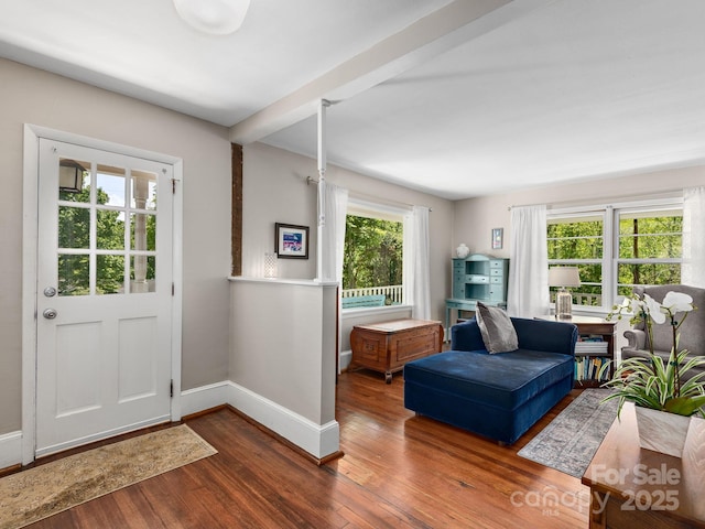 foyer featuring baseboards and hardwood / wood-style floors