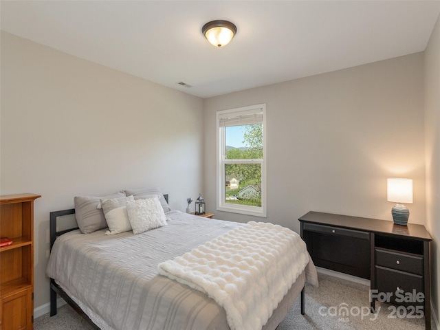 734 Enka Lake Rd, Candler, NC 28715 - bedroom with baseboards, visible vents, and light colored carpet