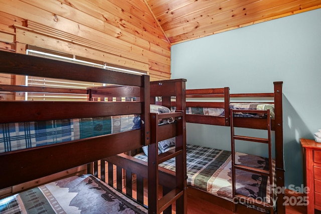 59 Valley Hts, Mars Hill, NC 28754 - bedroom featuring vaulted ceiling, wood walls, wood ceiling, and wood finished floors