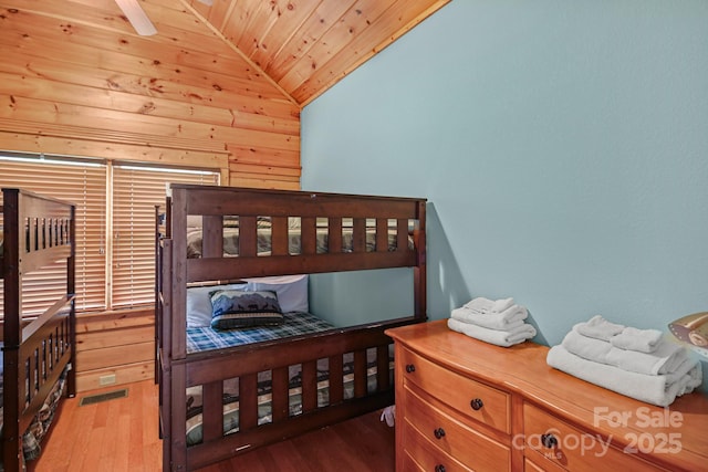 59 Valley Hts, Mars Hill, NC 28754 - bedroom with wooden ceiling, lofted ceiling, wood walls, and wood finished floors