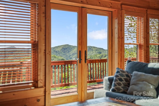 59 Valley Hts, Mars Hill, NC 28754 - doorway to outside featuring a mountain view and healthy amount of natural light