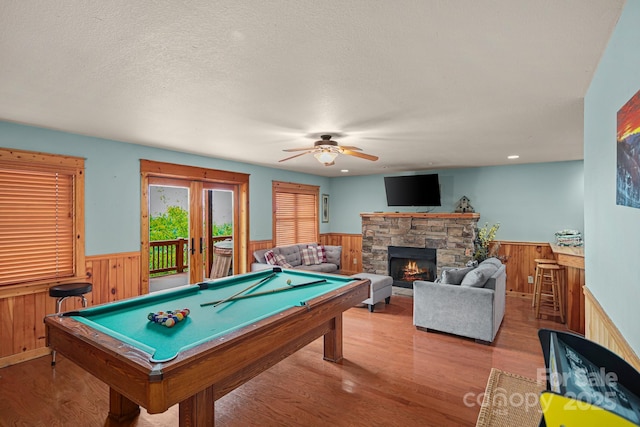 59 Valley Hts, Mars Hill, NC 28754 - playroom with wainscoting, wooden walls, wood finished floors, pool table, and a ceiling fan