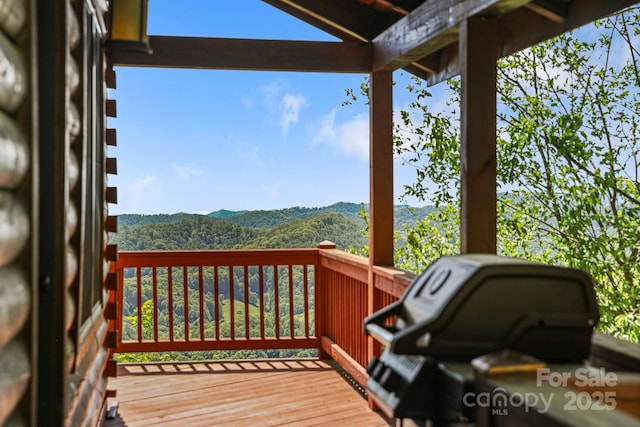 59 Valley Hts, Mars Hill, NC 28754 - wooden terrace with a mountain view and grilling area