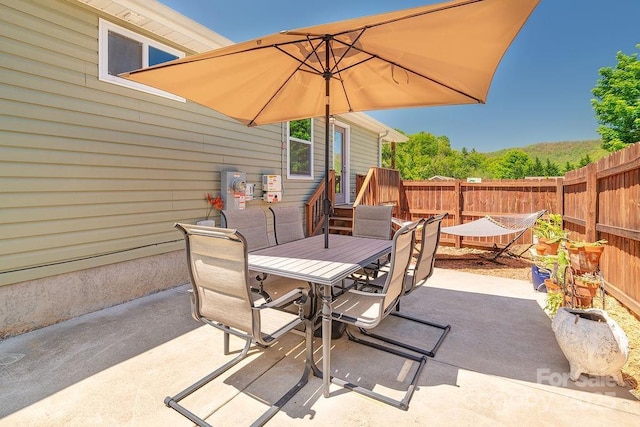 10 Half Moon Dr, Swannanoa, NC 28778 - view of patio / terrace with a fenced backyard and outdoor dining space